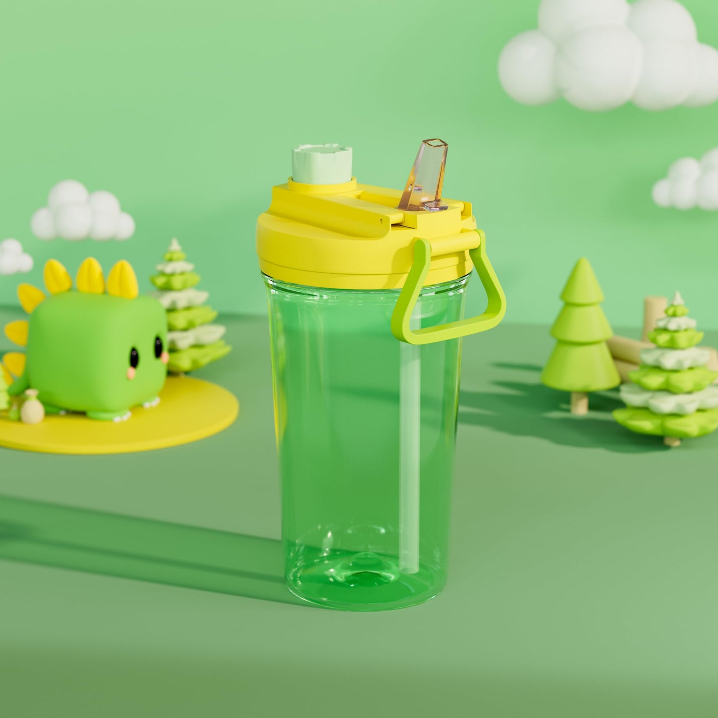 Kerilyn 12Oz Kids Water Bottle With Straw Leak-Proof Toddler Water Bottle Plastic Water Bottles Bpa-Free Toddler Straw Cups With