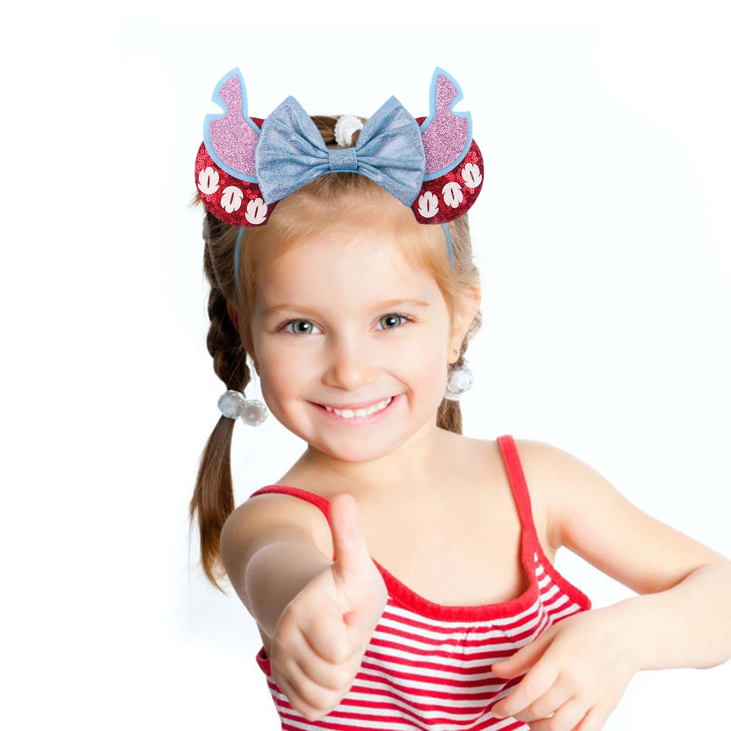 Mado Mouse Ears Headband For Women Girls, Glitter Stitch Headband Princess Dress Up Decorations Party Favors Park Hair Accessori