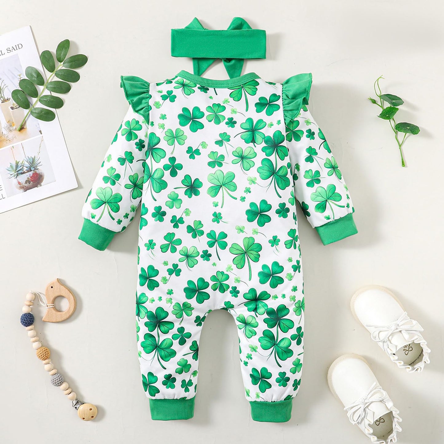 Doisbetthsay Valentines Day Baby Girl Outfit Long Sleeve Heart Print Romper Bodysuit Jumpsuit With Headband Baby Clothes (Shamro