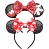 Rcjera Mouse Ears Headbands Set - 2 Pcs Classic Glitter Bow And Palm Ears For Kids, Girls, Women, Princess Cosplay, Birthday, Ch