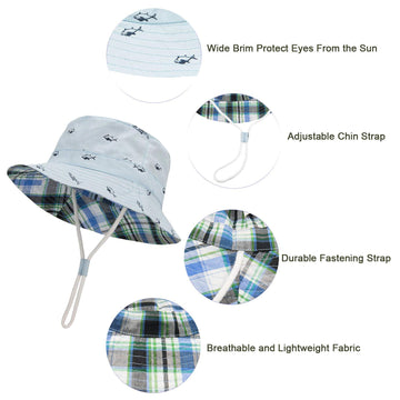 Durio Sun Hat Bucket Hats Wide Brim Summer Hat Sun Protection Beach Hat C Navy Fish 2-4T