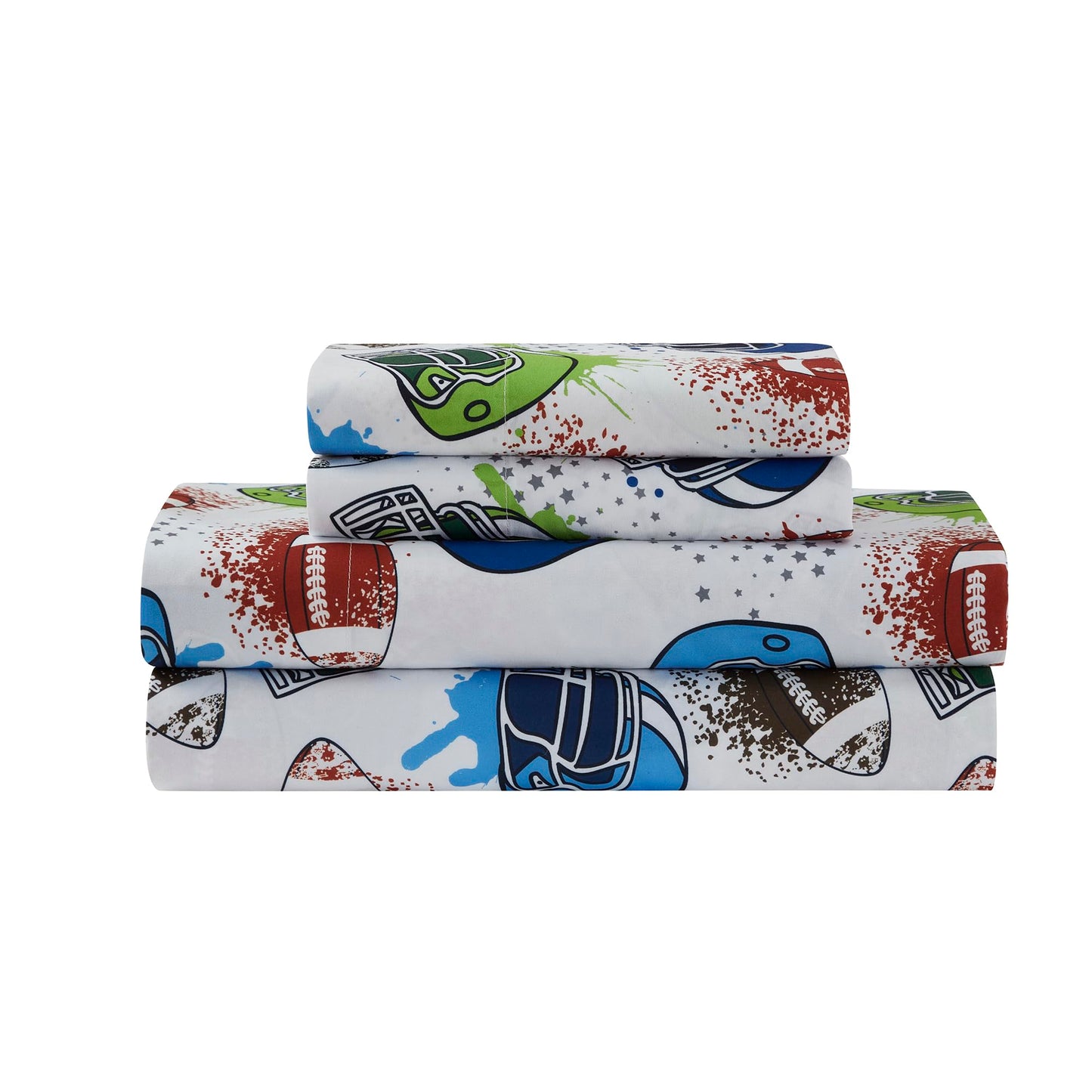 Kids Bedding Set Bed In A Bag For Boys And Girls Toddlers Printed Sheet Set And Comforter, Full, Football