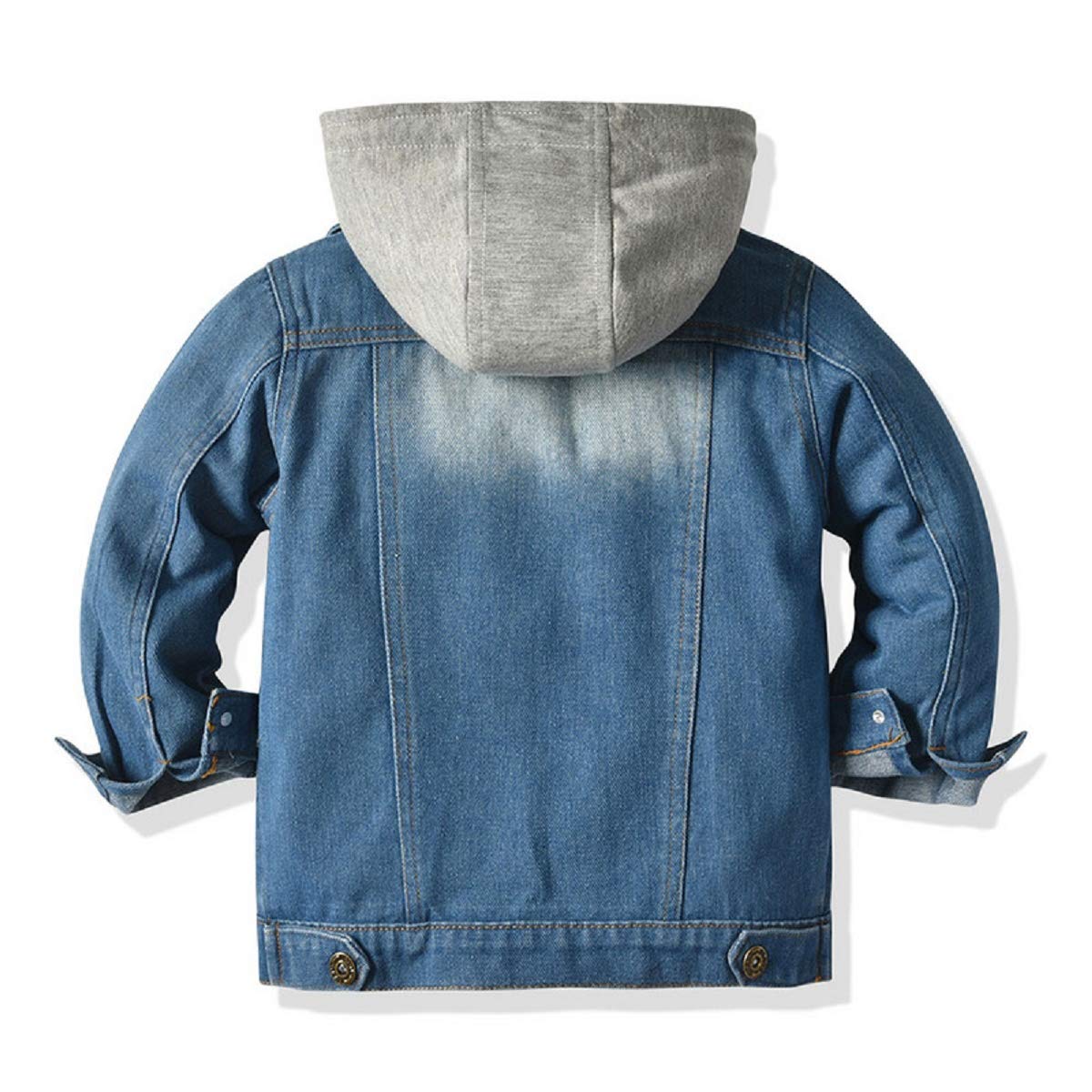 SOFEON Toddler Baby Boy Girls Denim Jacket Button Down Basic Ripped Hoodie Jeans Coat Kid Cowboy Outwear Casual Clothes (Hoodie-