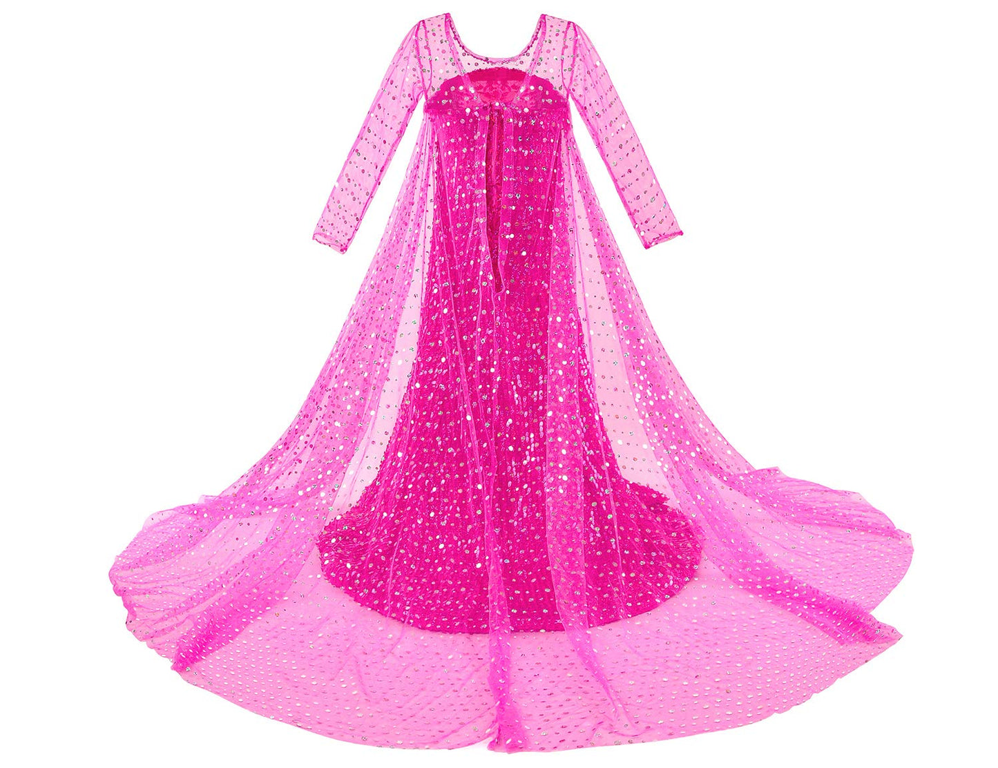Luxury Princess Dress Costumes With Shining Long Cape Girls Birthday Party 2T 3T