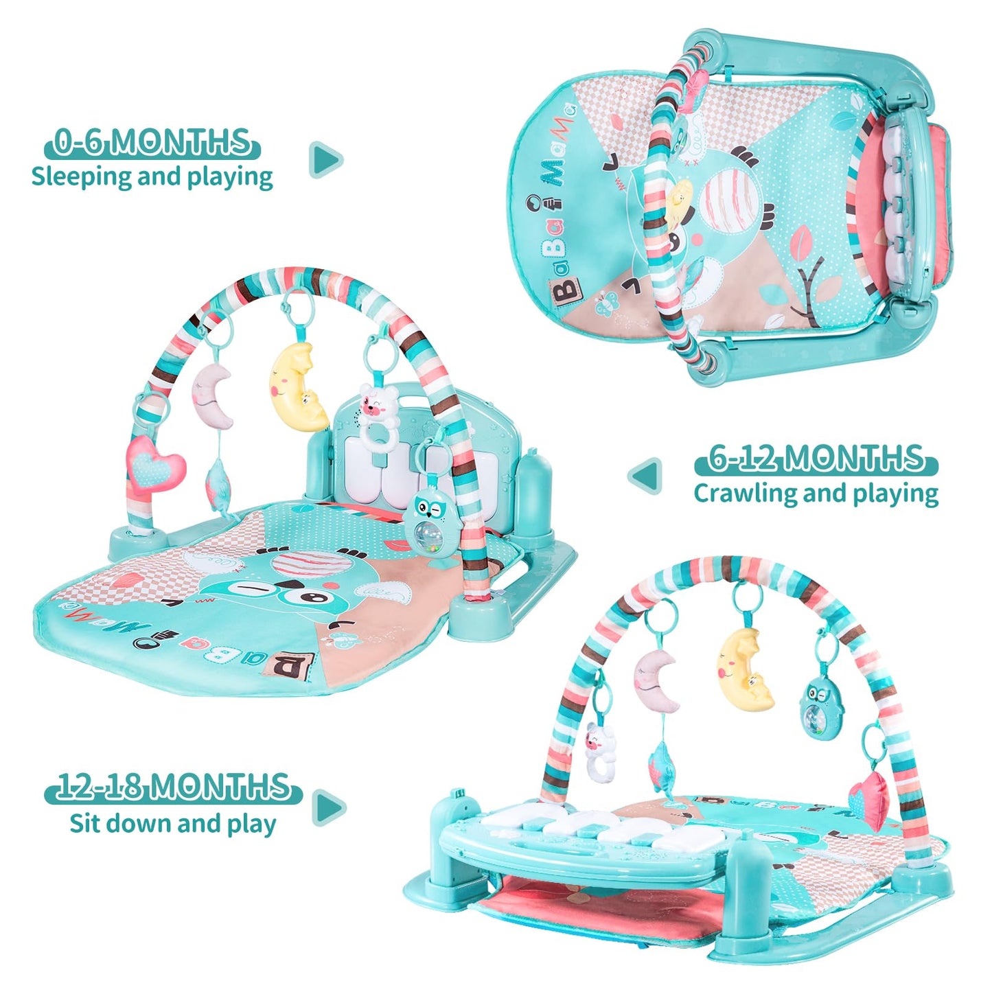 Temi Baby Gym Toys & Activity Play Mat, Kick And Play Piano Gym Center With Music And Lights, Electronic Learning Toys For Infan