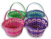Easter Baskets With Hinged Handle - Round Woven Bamboo (Purple, Pink, Green, Blue) - 4 Pack