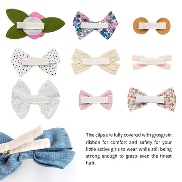 Baby Girl Hair Clips Bows Barrettes 10 Pack Fully Lined Alligator Clip Hair Accessories For Little Girls Toddler Kids Children S