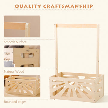 Wooden Baby Shower Crate Closet, Baby Basket With Adjustable Handle And Garland, Storage Crate Hamper, Baby Shower Wooden Gift C