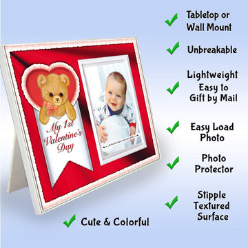 My First Valentines Day Picture Frame | Baby Valentines Day Gift | 1St Valentines Day Colorful Nursery Decor | Size 8.25 X 7, Ho
