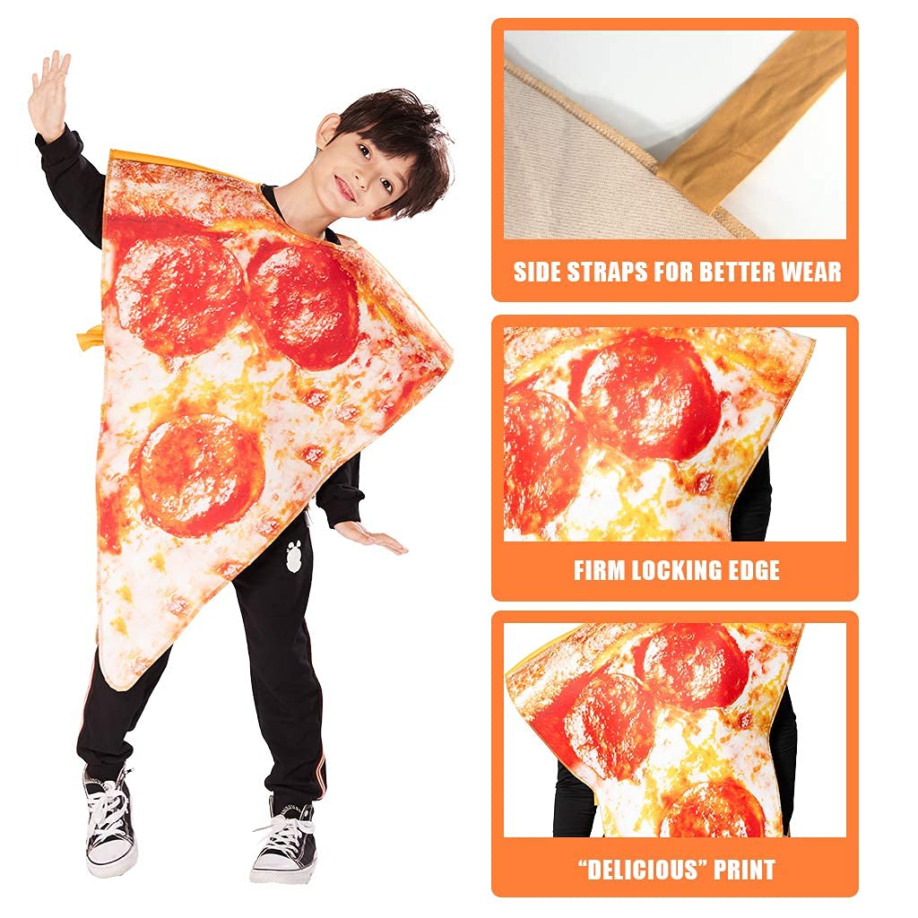 Reneecho Kids Pizza Slice Halloween Costume Boys Girls Children Food Costume Funny Cosplay Onesie One Size