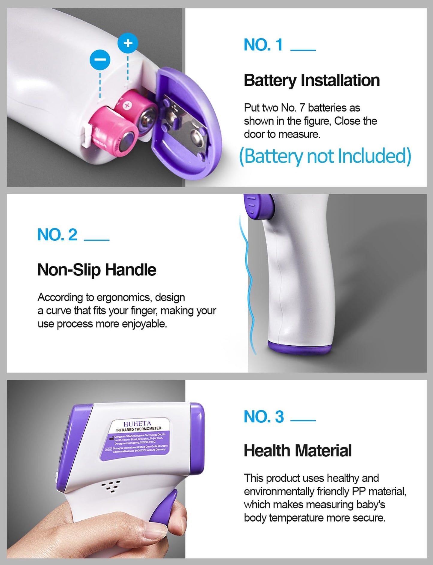 Huheta Infrared Thermometer For Adults, Non Contact Forehead Thermometer With Fever Alarm, Accurate Reading And Memory Function,