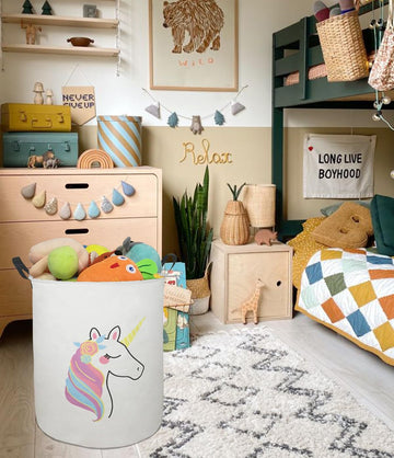 Acmuuni 19.7 ' Round Kids Laundry Clothes Hamper Laundry Basket With Handles,Baby Toys Storage Organizer Bins Laundry Gift Bask