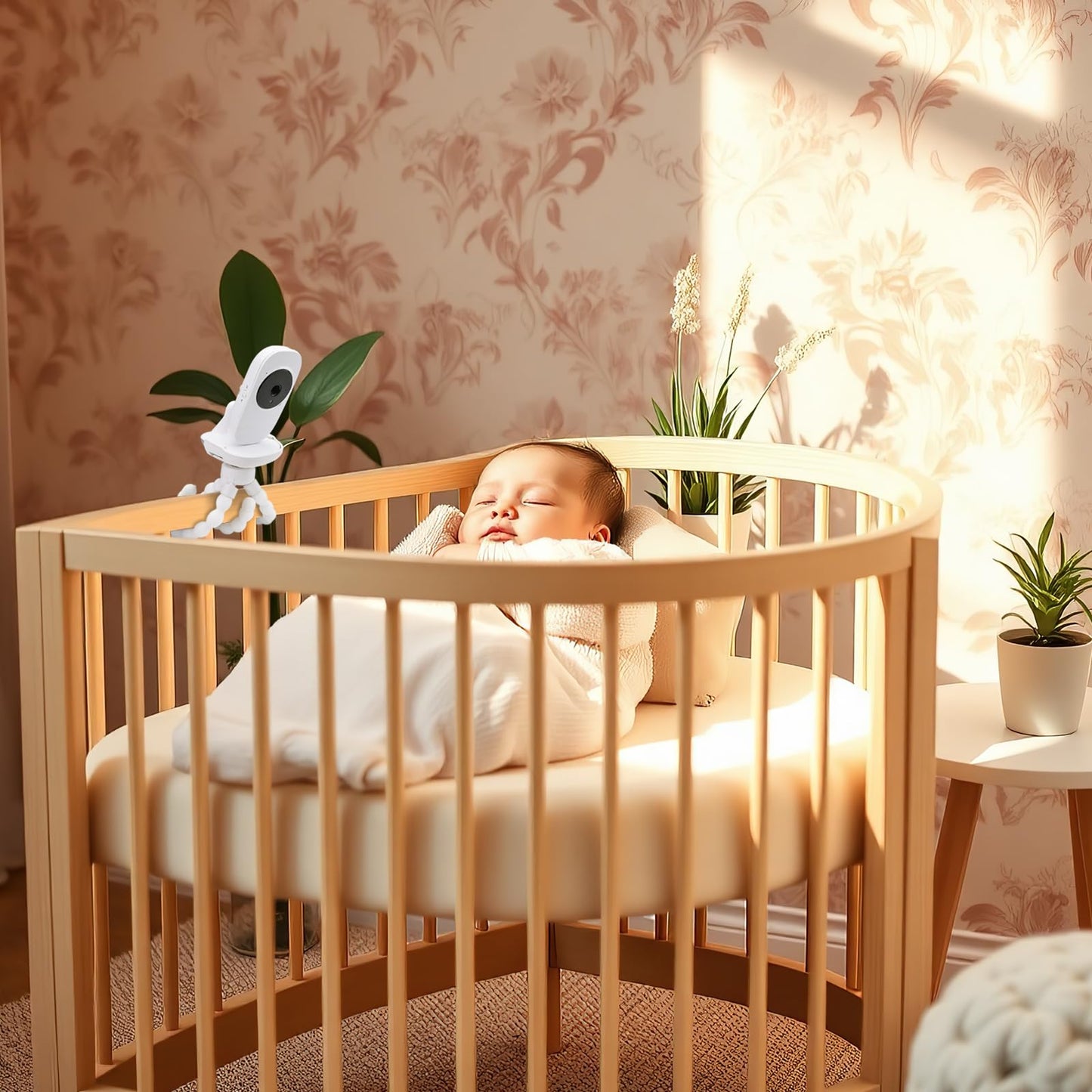 Flexible Baby Monitor Mount Compatible With Vtech Vm819, No Drilling Baby Camera Mount For Crib Without Wall Damage (White)