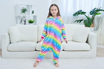 Newplush Christmas Girls And Boys Bright Yellow Galaxy Unicorn Onesies Pajamas Soft Fleece Halloween Costume Sleepwea (10-12 Yea