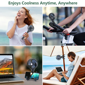Snawowo Mini Handheld Personal Portable Fan, Baby Stroller Fan, Car Seat Fan, Usb Or Battery Powered, With Flexible Tripod Clip
