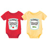 Ysculbutol Baby Bodysuit Ketchup Mustard Funny Baby Twins Outfits Baby Girl Twins Set(Shortkm S3M)