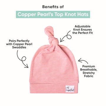 Copper Pearl Baby Beanie Hat Top Knot Stretchy Soft Jack