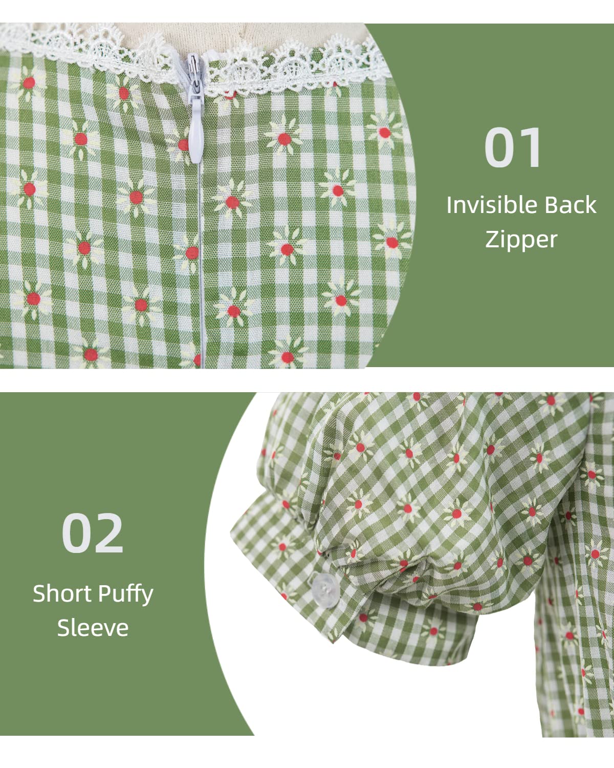 Nuoqi Prairie Dresses For Girls Pioneer Laura Ingalls Wilder Costume Colonial Girls Costume 4-5, Green