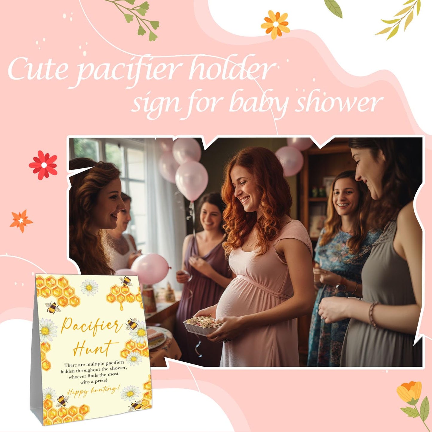 Guawubiang Mini Pacifiers Baby Shower Game, Pacifiers Hunt Sign, Honey Themed Baby Shower Game Set, 50Pcs Yellow Mini Pacifiers