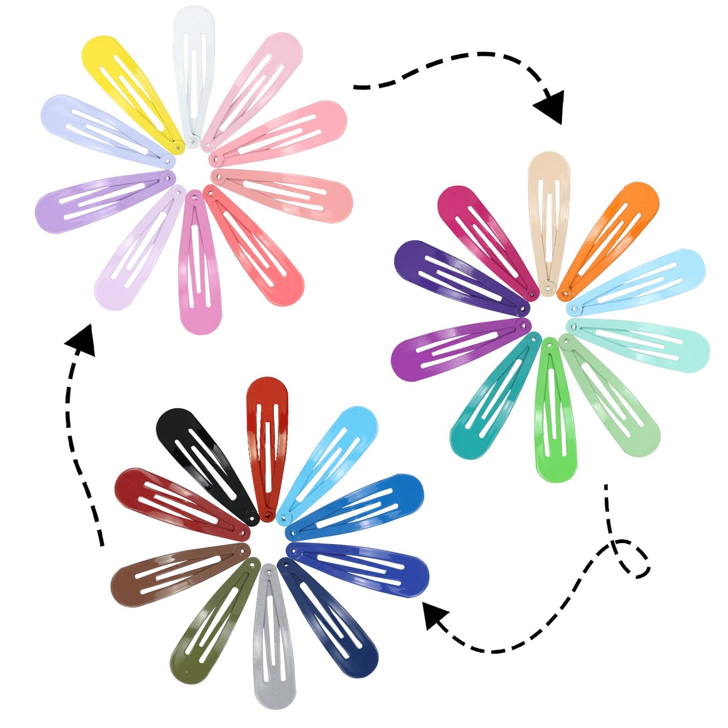 Cinaci 120 Pack Bulk Solid Plain Blank Diy Craft 5Cm/2' Silver Metal Snap Hair Clips With Hole Hair Barrettes For Women Girls B