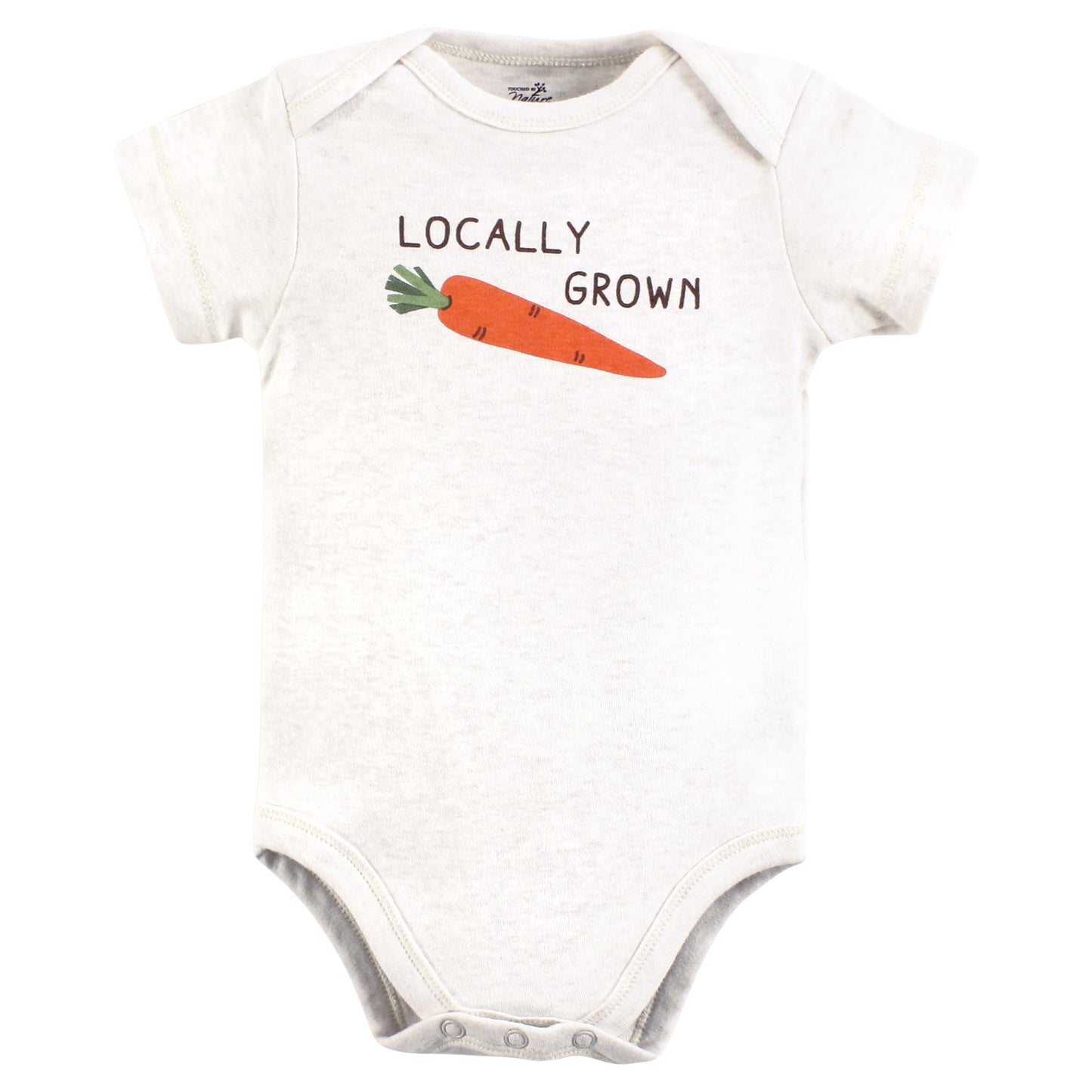 Touched By Nature Unisex Baby Organic Cotton Bodysuits, Happy Veggies, 12-18 Months