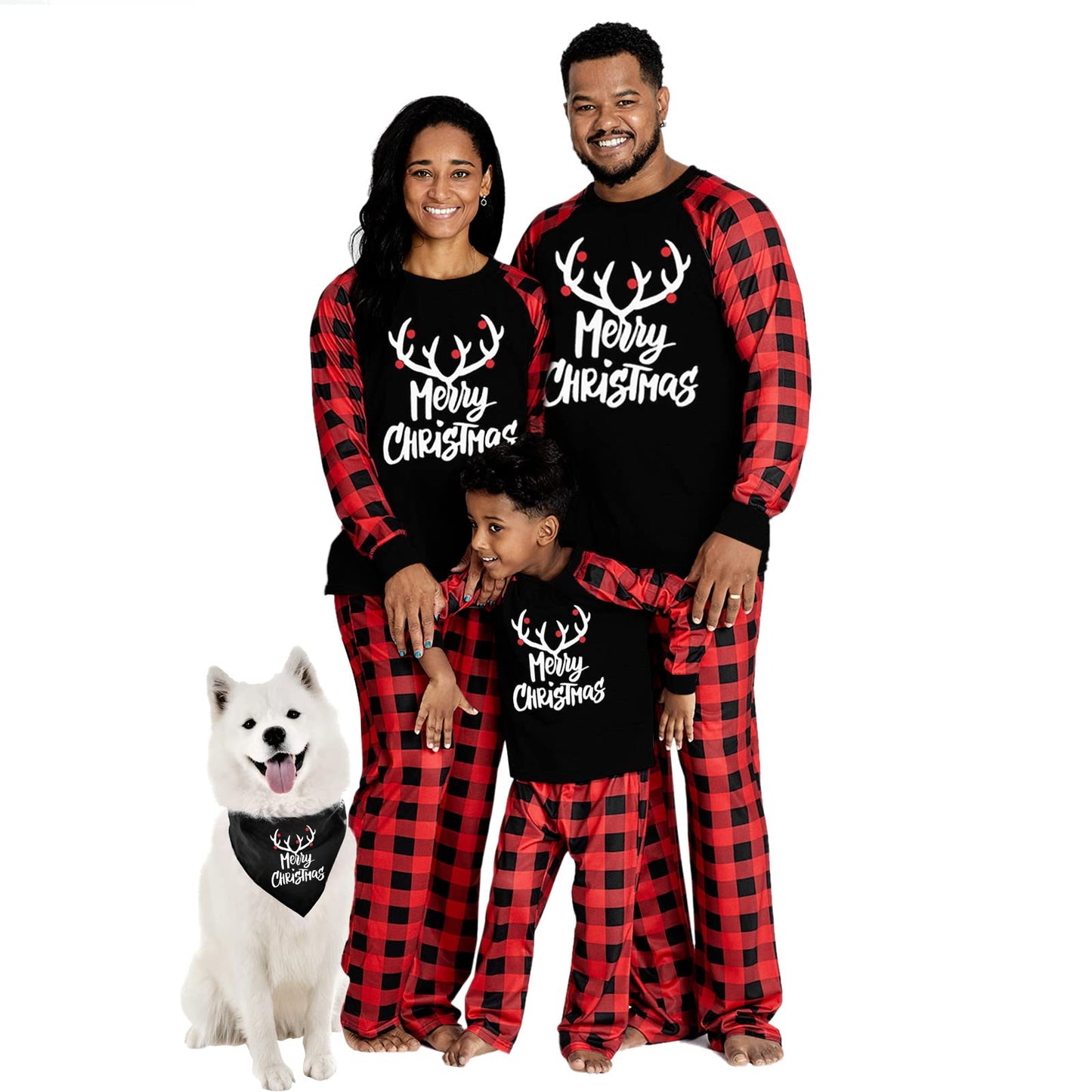 Iffei Matching Family Pajamas Sets Christmas Pj 'S With Letter And Plaid Printed Long Sleeve Tee And Bottom Loungewear (Kids, 10
