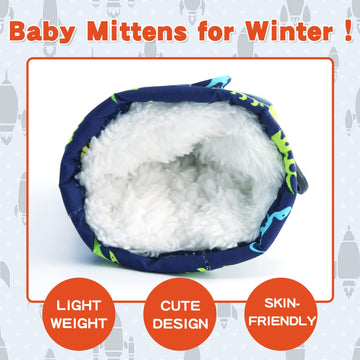 Bavst Toddler Waterproof Mittens Fleece Lined Baby Boys Girls Winter Warm Glove Kids Snow Infant Ski Mitten For 3M-5T