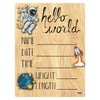 Cohas Hello World Newborn Baby Announcement Printed Wood Sign With Space Theme, 5 By 7 Inches, No Marker
