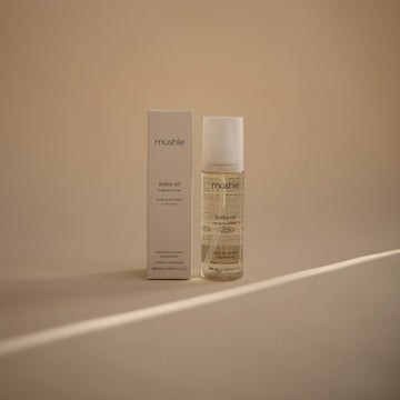 Mushie Organic Baby Oil | Hypoallergenic, Lightweight To Prevent Moisture Loss | Certified Cosmos Organic | Made In Denmark, 4.9