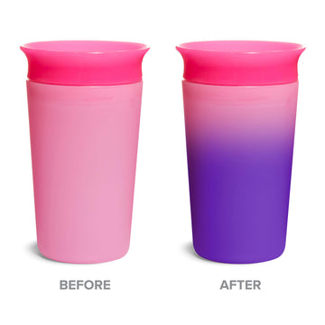 Munchkin Miracle 360 Sippy Cup For Toddlers, Color Changes With Cold Drinks, 9 Ounce, 2 Pack, Pink/Yellow