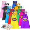 Adjoy Kids Superhero Capes And Masks With Large Superhero Stickers - Super Hero Costume For Parties - 10 Sets (20Pcs)