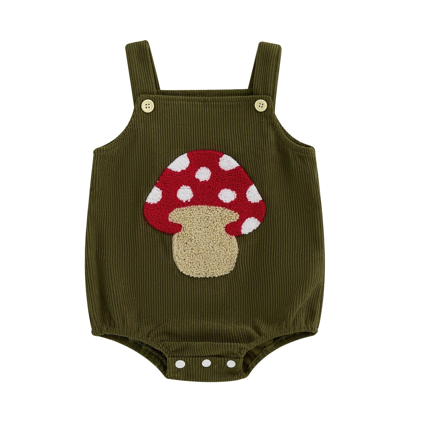 Lesimsam Newborn Baby Boy Girl Clothes Embroidered Corduroy Overall Bubble Romper Sleeveless One-Piece Suspender Jumpsuit (Green