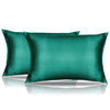 2 Pack Toddler Pillow Cover Dark Green Travel Pillowcase Breathable Silky Soft Baby Pillow Cases 14X20 Kids Satin Pillowcase Env