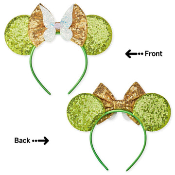 Eisyaa Mouse Ears Bow Headbands, Sequin Tinkerbell Minnie Ears Headband Glitter Party Fairy Wings Dress Up Princess Decoration C