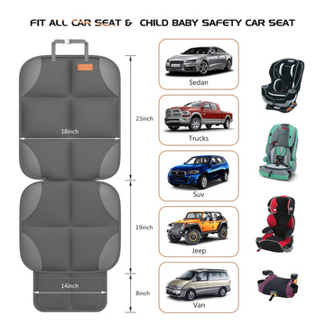 Smart Elf Car Seat Protector For Child Car Seat - Waterproof 600D Fabric Baby Seat Protectors For Non-Slip Backing Mesh Pockets