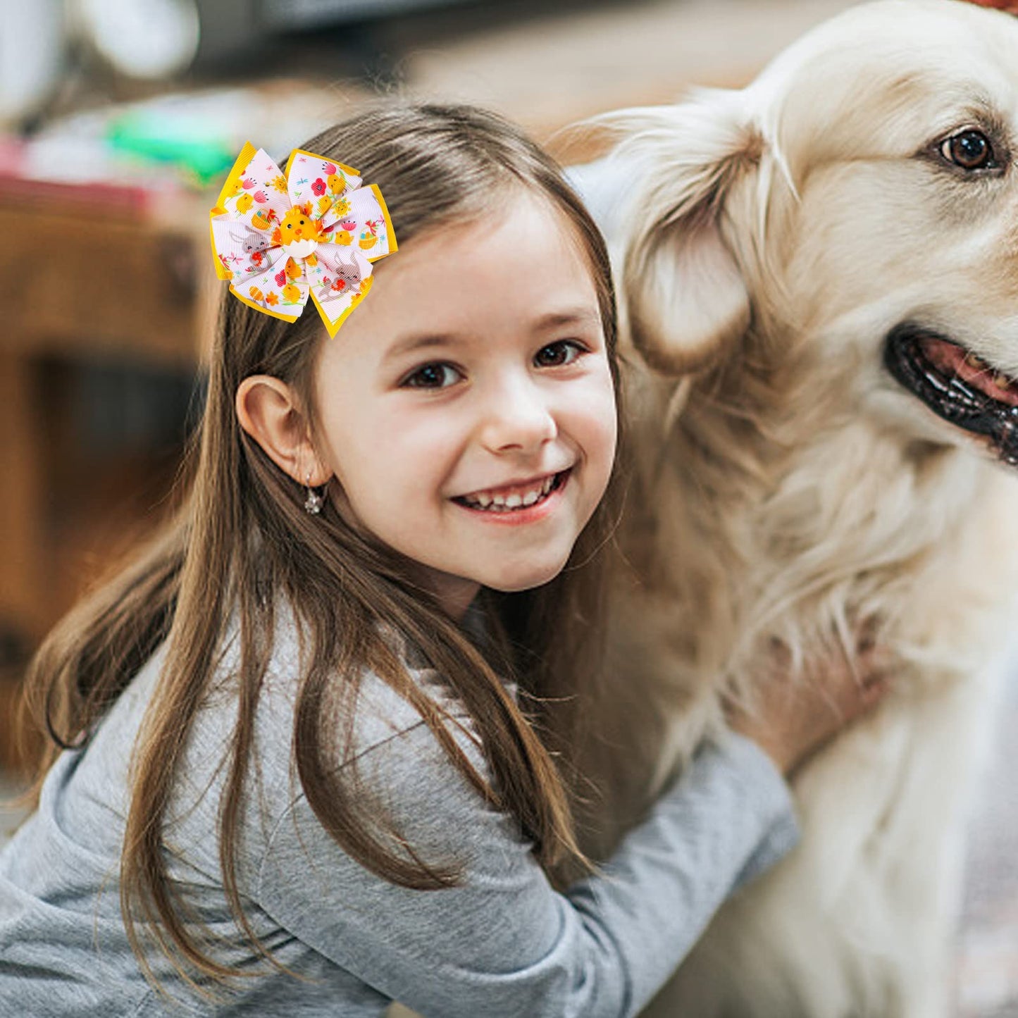 2 Pieces Easter Bows Hair Clips Easter Bows Clips Grosgrain Hair Barrettes Rabbit And Chick Headwear Hairpin Easter Hair Accesso