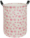 Acmuuni 19.7 Inch Pink Flower Canvas Clothes Basket Laundry Hamper With Handles, Storage Basket Perfect For Kids Boys Girls Toys