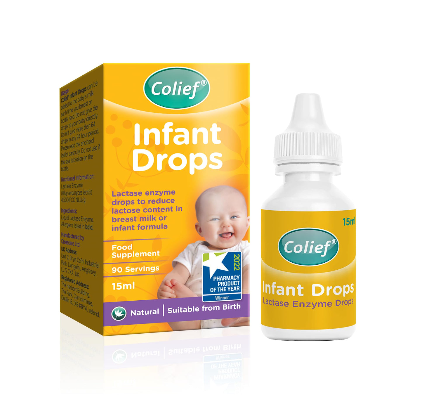 Colief Infant Drops | Lactase Enzyme Drops for Baby | Natural Colic Relief for Babies | Reduces Bloating, Gas and Crying | Safe