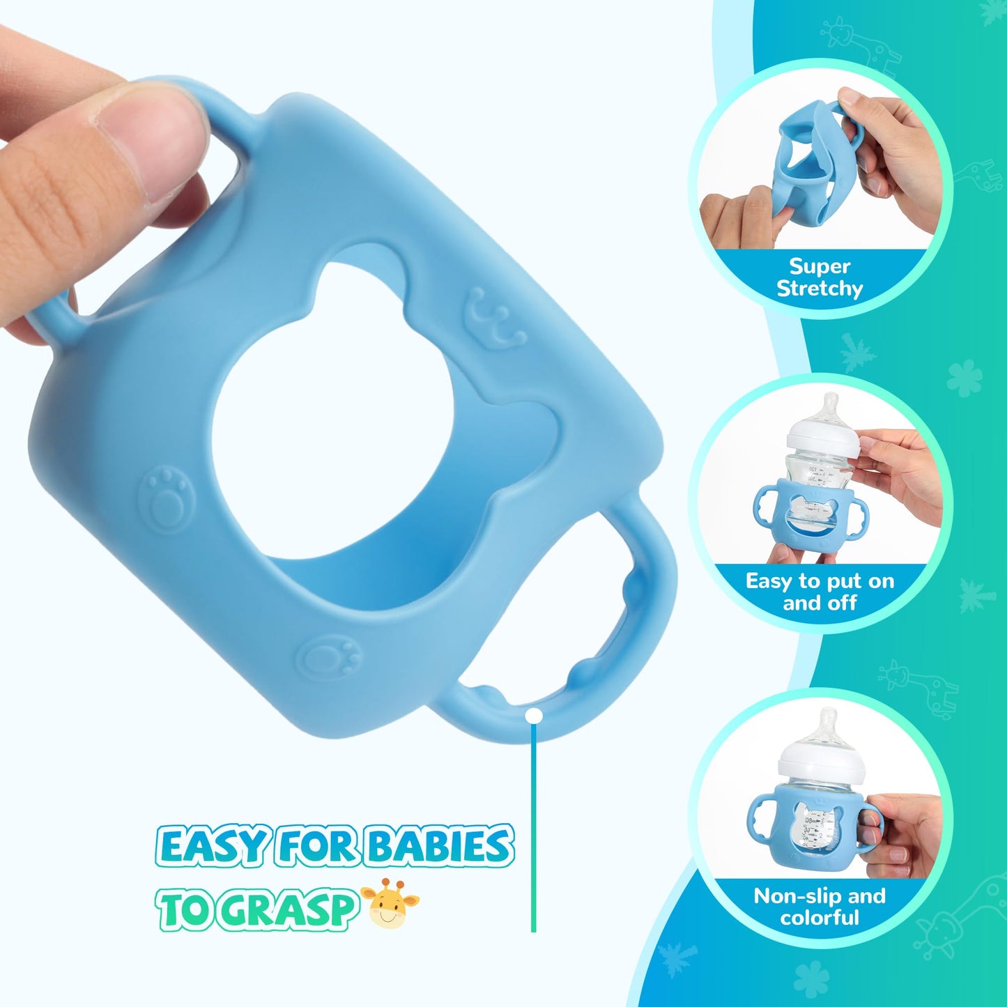 3 Pack Silicone Sleeves For Philips Avent Natural Glass Bottle, Food Grade Anti Breakage Baby Bottle Holder With Handles And 3Pc