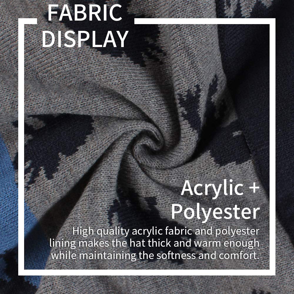 Jangannsa Knitted Baby Hat Winter Warm Boys Girls Beanie Fleece Lining Toddler Kids Hat With Pompom (Dinosaur Navy Hat, L)