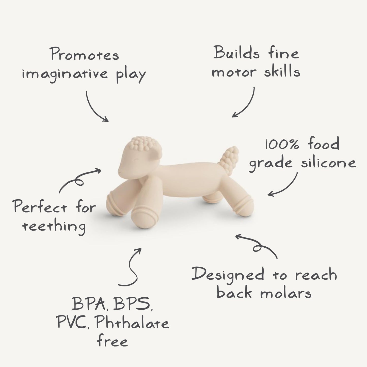 mushie Silicone Baby Teether Toy | Lamb Figurine Teether