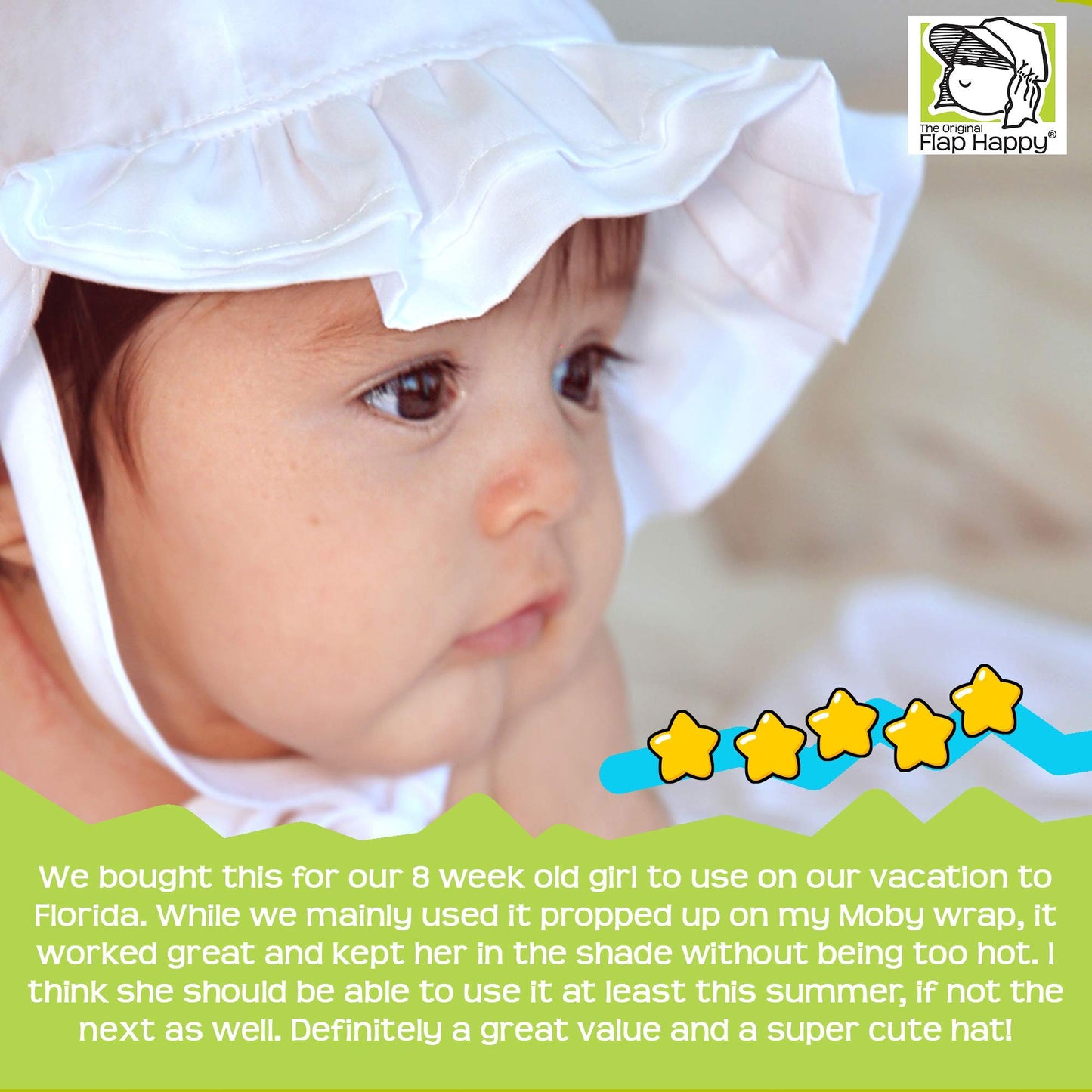 Flap Happy Baby Girls' Upf 50+ Double Ruffle Hat, Pink Stripe Seersucker, Large