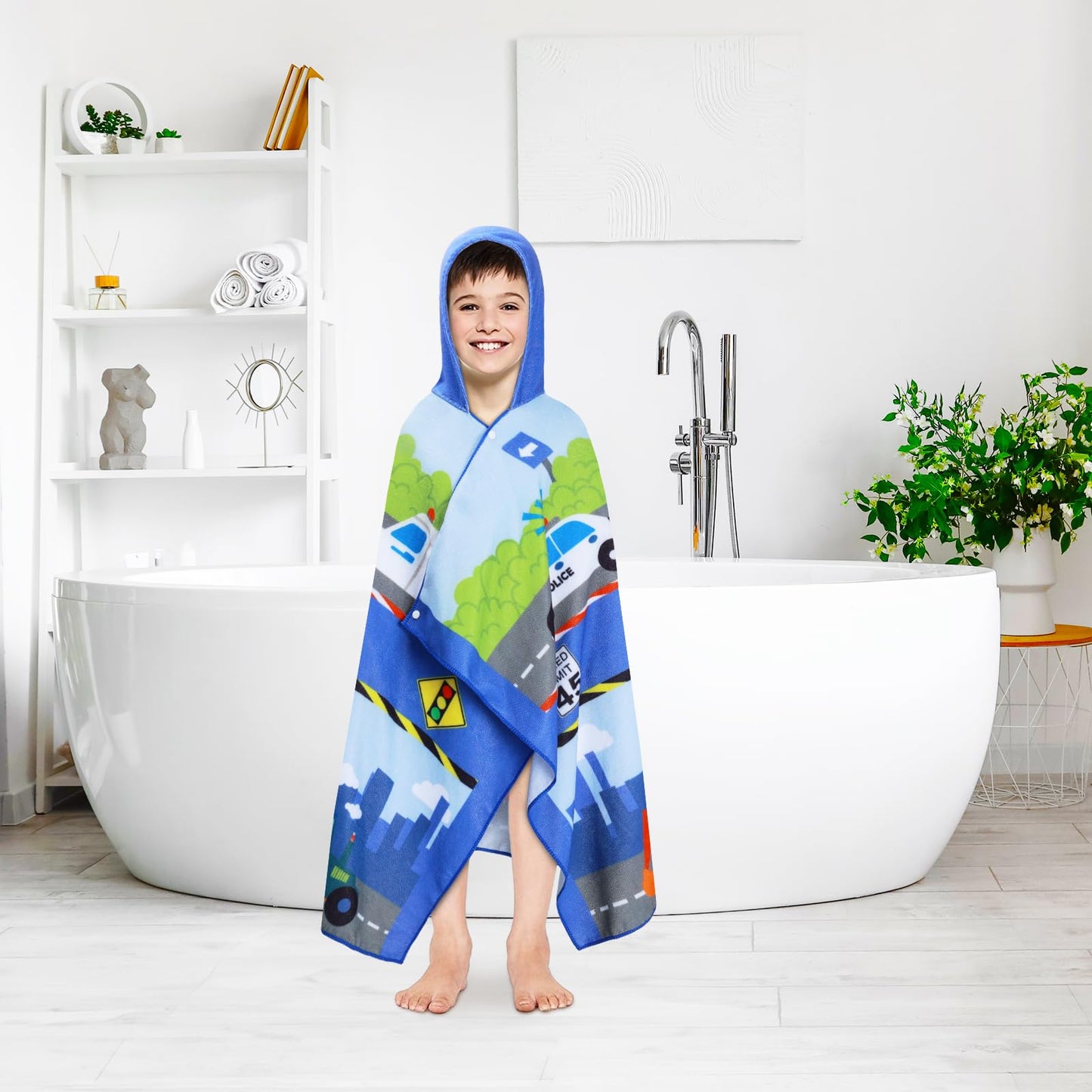 Decalsweet Kids Hooded Bath Towels Beach Towel For Toddlers 3-10 Years Girls Boys Soft Swim Pool Cover Up Microfiber Absorbent E