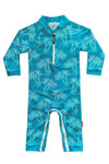 Wevswe Baby Toddler Sun Protection Rash Guard Swimsuit With Crotch Zipper Tree Peacock Blue Bathing Suit 12-18 Months