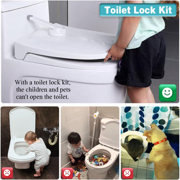 2025 New Baby Toilet Lock Kit,Kid Toilet Seat Attachment,Toilet Flush Lock, Kid'S Bathroom Safety Products For Child Proofing,Ba