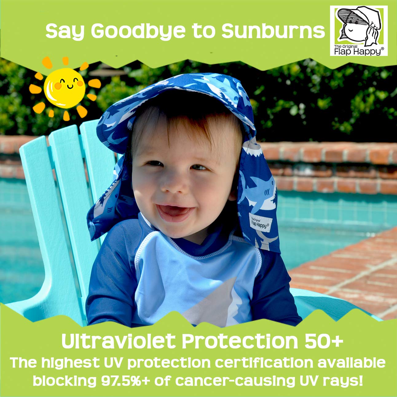 Flap Happy Baby Sun Hat | Toddler Hat With Flap To Protect Kids From Sunburn| Upf 50+ Highest Certified Uv Sun Protection | Cham
