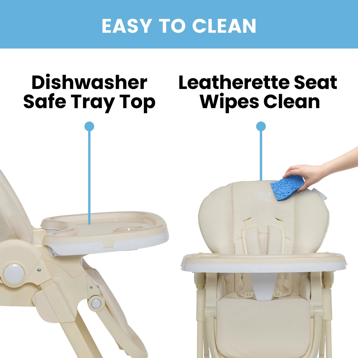 Delta Children Little Folks 2-In-1 Slimfold High Chair For Babies And Toddlers, Cream