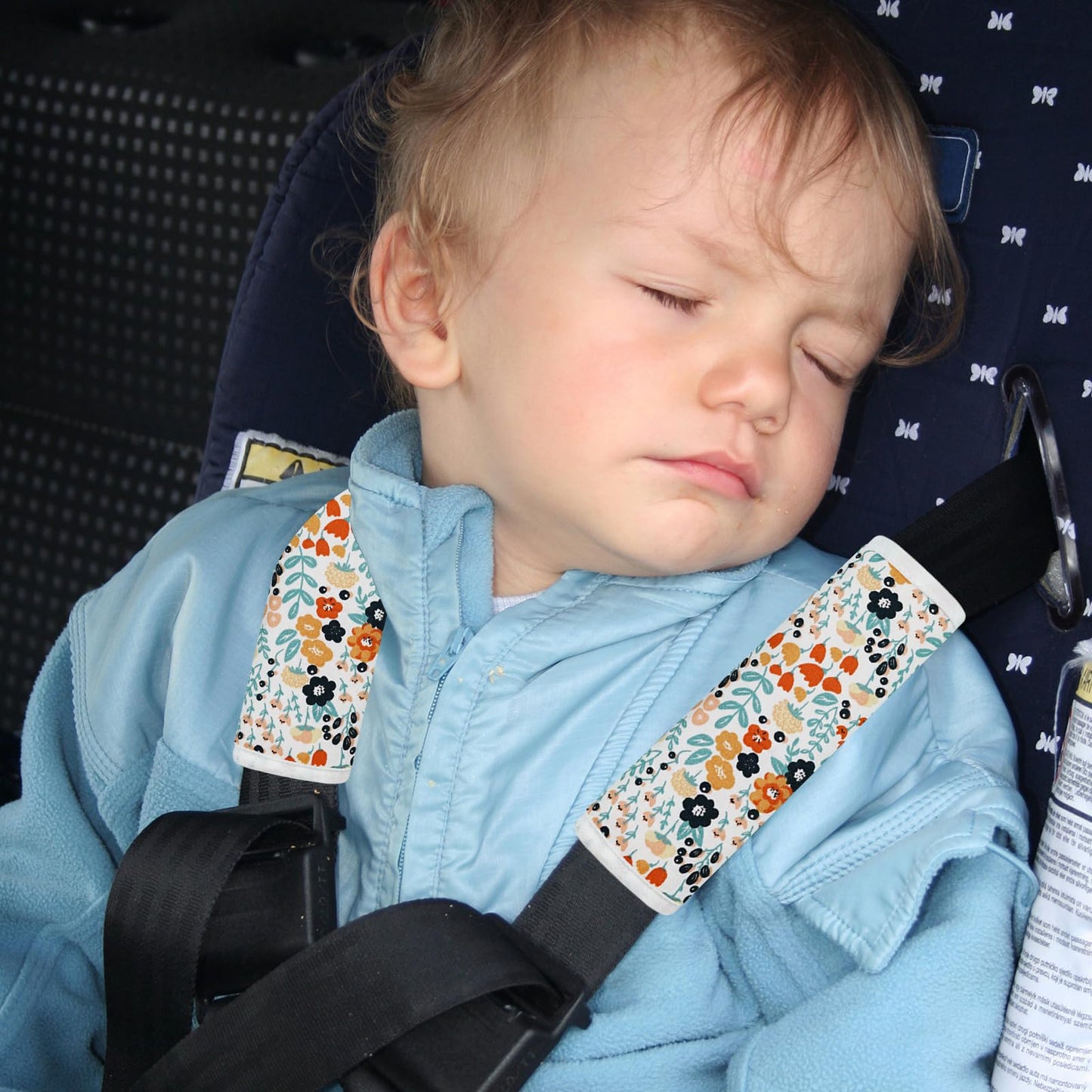 Cuxfls Baby Strap Cover For Children, 2 Pcs Infant Car Seat Belt Cover Pad, Neck Pad Protector For Kids Newborn Toddlers (Pink F