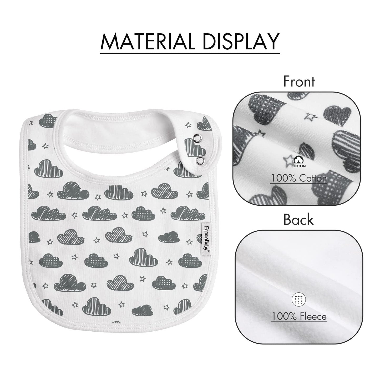 Egmao Baby 12 Pack Organic Cotton Drooling Bibs For Infants, Newborns, Toddlers, Unisex, Animal Set, Machine Washable