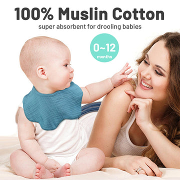Elliehouse Baby Bibs For Girls & Boys - 10 Pack Drool Teething Muslin Bibs - Soft, Absorbent, Unisex - Infant Toddler Essentials